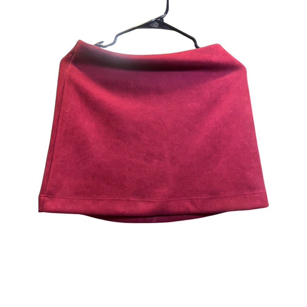 Pink Lily Faux Suede Burgundy Mini Skirt | Size S Soft Stretch Bodycon
